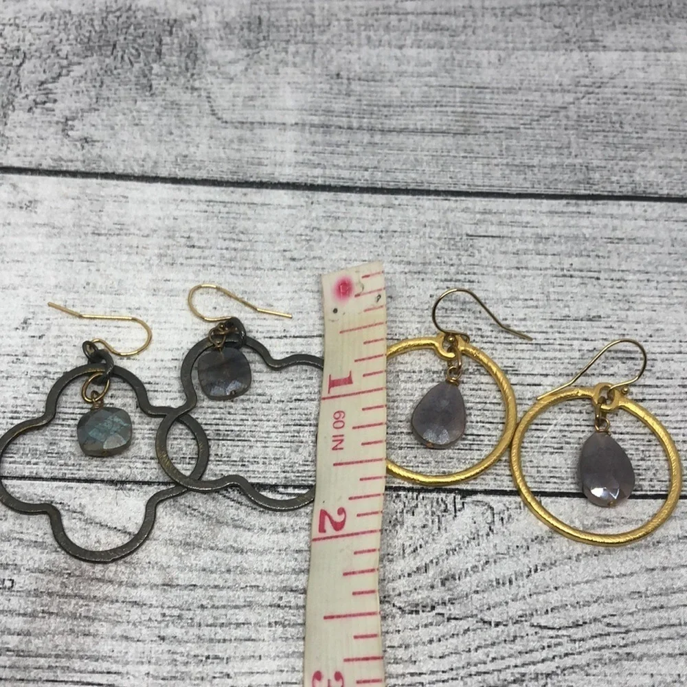 Modernist geometric earrings bundle gold plated hooks dangle drop trendy.